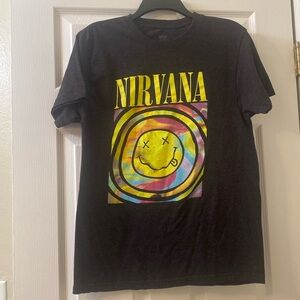 Nirvana top smiley logo, t-shirt women gray color.large size